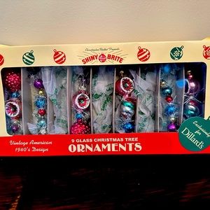 6 Shiny Brite ornaments.